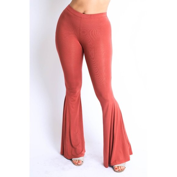 Boutique Pants - Women's Buttery Soft High Waisted Wide Leg Flared Bell Bottom Pants Yoga Dance